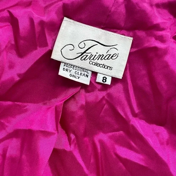 Farinae Collections Vintage Fuchsia and Gold Embroidered Jacket Size 8 - Picture 7 of 8